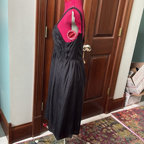 Velvet Brand Silk dress lingerie slip lined/silk black/black lace low V-neck - Picture 6 of 15